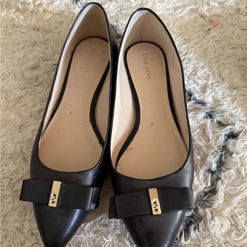 Cole Haan Women's Black Flats with Bow Accent